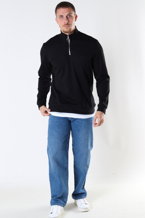 ONLY & SONS ONSOXLEY REG 1/4 ZIP HIGHNECK SWEAT Black