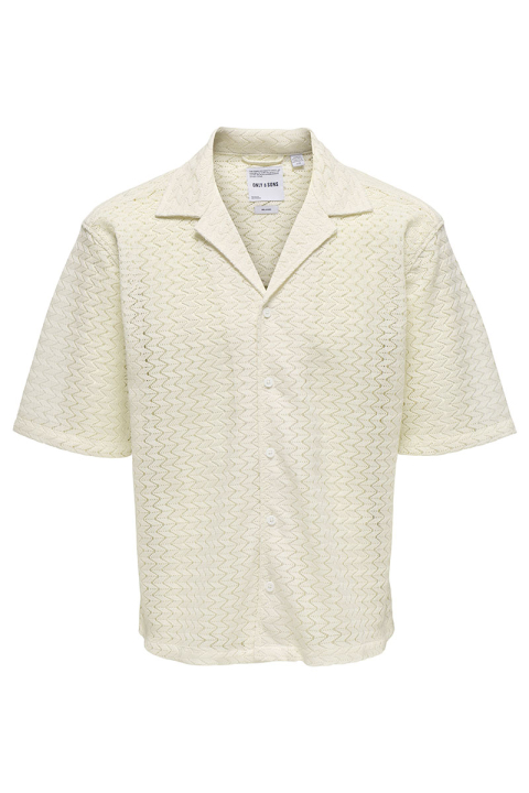 ONLY & SONS Novak Relax Resort SS Zigzag Shirt Egret