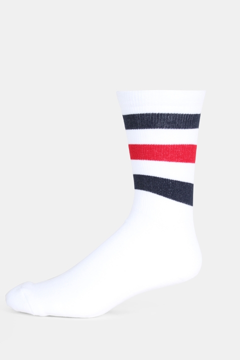 WoodBird Tennis Strumpor White/Navy/Red