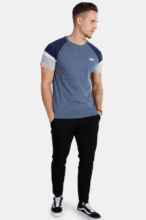 Superdry O L Eng'D Sleeve Baseball T-shirt SS Pacific Blue Heather