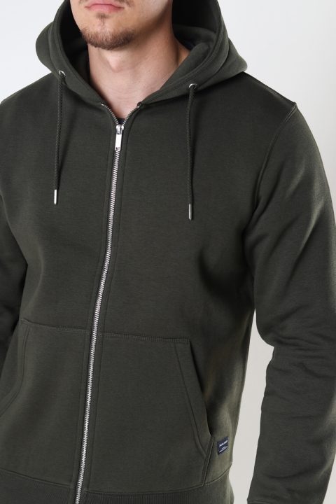 Jack & Jones JJESOFT BASIC SWEAT ZIP HOOD NOOS Forest Night REG FIT