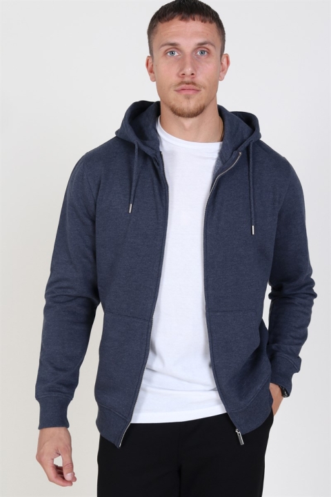 Solid Organic Morgan Zip Sweat Navy Mel