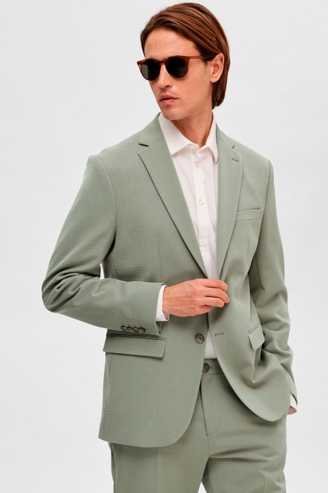 Selected SLHSlim Corby Seersucker Blazer Flex Desert Sage