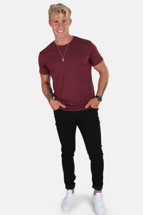 Solid T-shirt Rock Melange Wine Red