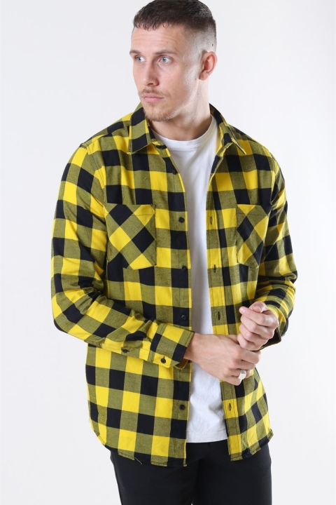 URBAN CLASSICS Checked Flanell Skjorta Black/Honey