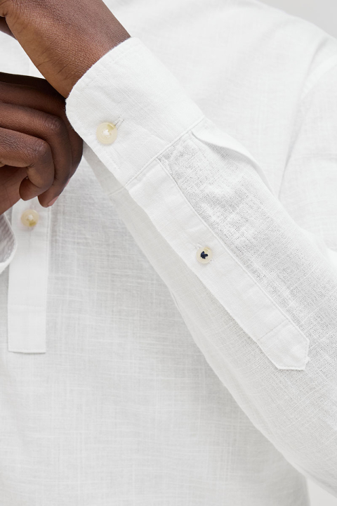 Jack & Jones Summer Half Placket Shirt Ls White