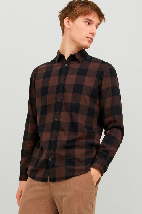 Jack & Jones Gingham Twill Shirt L/S Seal Brown