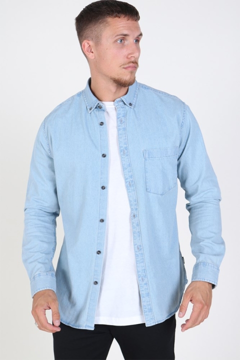 Only & Sons Basic Denim Skjorta Light Blue Denim