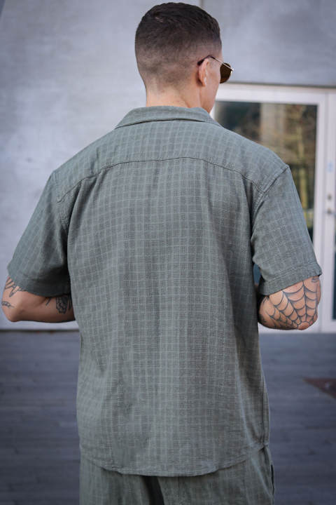 ONLY & SONS Latham Resort Linen Structure Shirt Dusty Olive