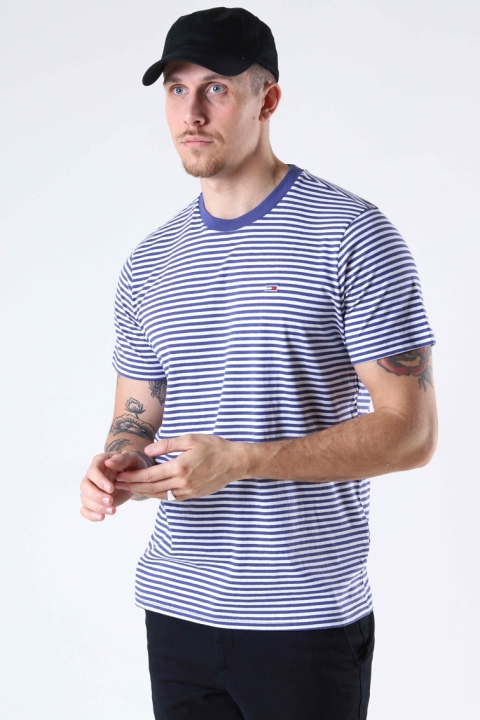 TOMMY JEANS TJM TOMMY CLASSICS STRIPE TEE Dark Aster / White