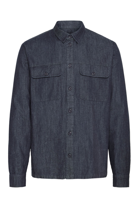 Solid Rogue Woven LS Shirt Middle Blue Denim