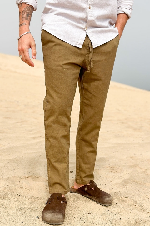 ONLY & SONS Linus Linen Crop Pants  Teak