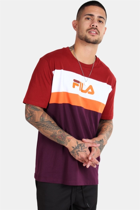 Fila Men Aaron SS T-shirt Potent-Merlot-Bright-Wht-Harvest-Pumkin