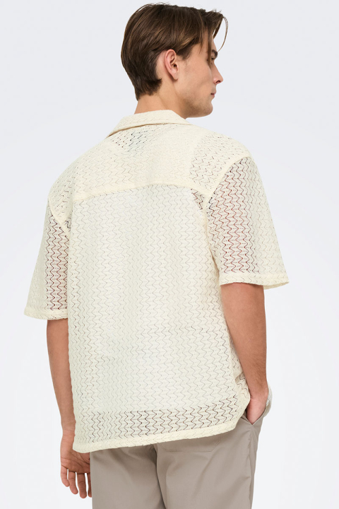 ONLY & SONS Novak Relax Resort SS Zigzag Shirt Egret