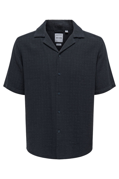 ONLY & SONS Latham Resort Linen Structure Shirt Dark Navy