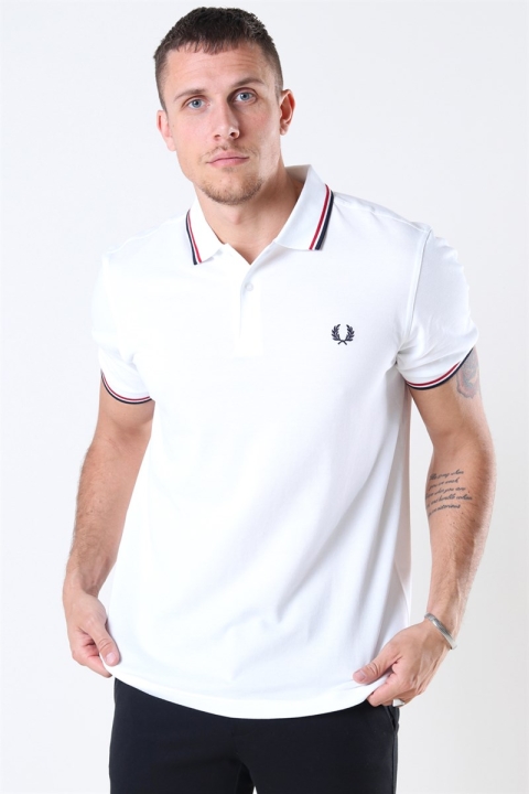 Fred Perry Twin Tipped Polo White/Bright Red/Navy