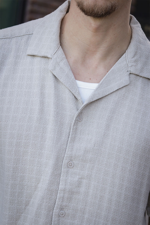 ONLY & SONS Latham Resort Linen Structure Shirt Silver Lining