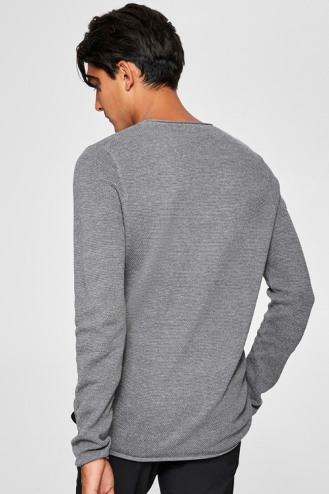 Selected Rocky Crew Neck Sticka Medium Grey Melange