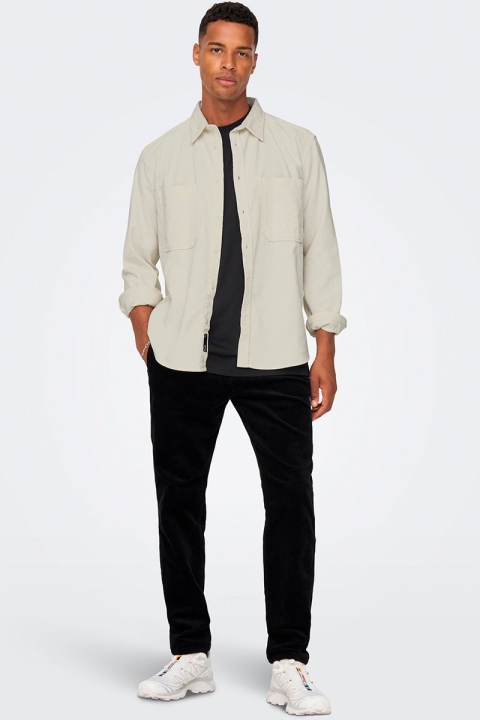 ONLY & SONS ONSALP RLX 2PKT WASHD CORD LS SHIRT NOOS Cloud Dancer