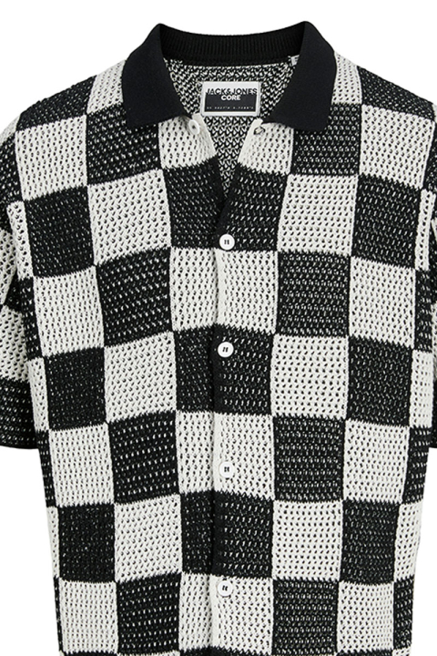 Jack & Jones Athletico Loose Fit Crochet Polo Shirt SS Black