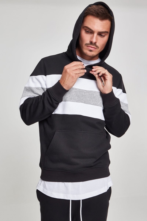 Klockaban Classics Chest Striped Hoody Black/ White/ Grey