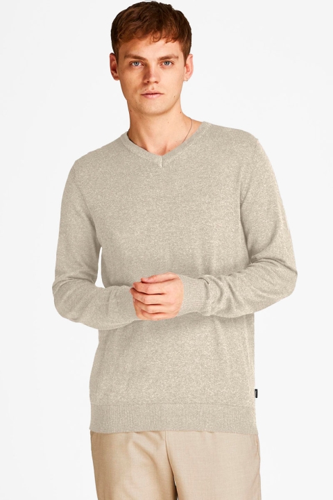 Jack & Jones JJEEMIL KNIT V-NECK NOOS Oatmeal