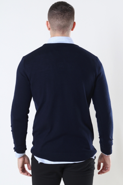 Clean Cut Copenhagen Merino Wool Crew Sticka Navy