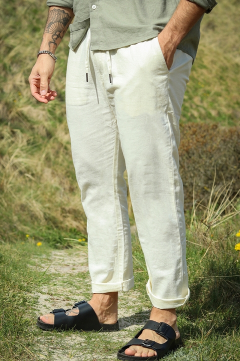 Clean Cut Copenhagen Barcelona Cotton Linen Pants Ecru