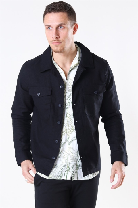 Selected East Linen Overshirt Black