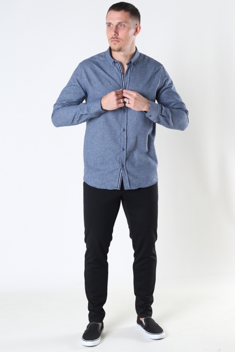 Kronstadt Johan HerRingabone flannel shirt Navy