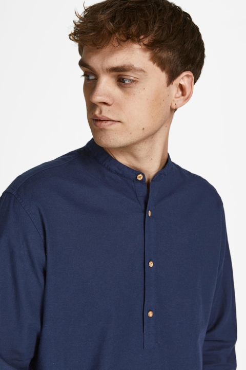 Jack & Jones JPRBLASUMMER HALF PLACKET SHIRT L/S SN Navy Blazer