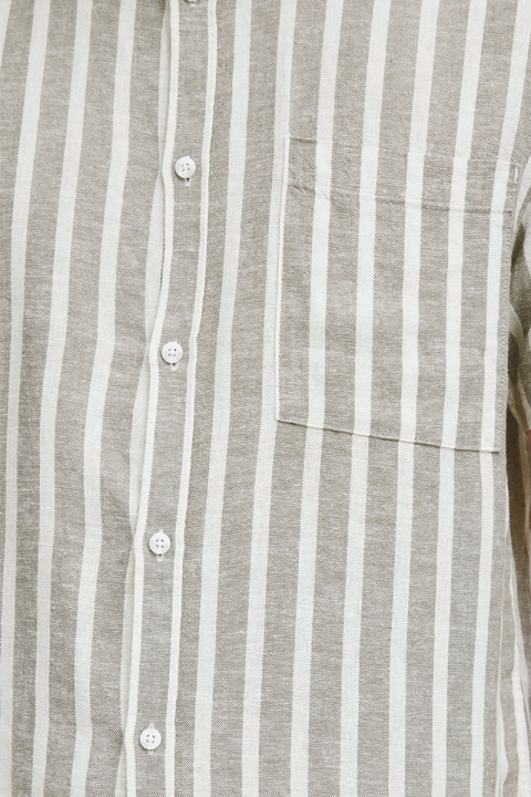 Solid Fried Linen Shirt Vetiver