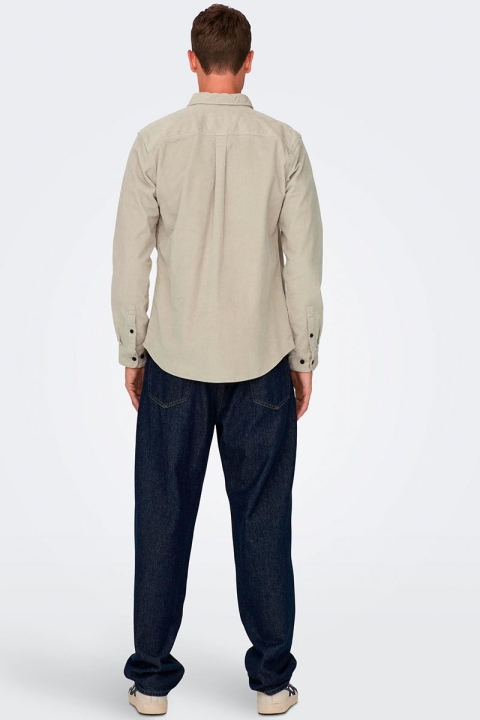 ONLY & SONS New Terry Corduroy LS Shirt Silver Lining