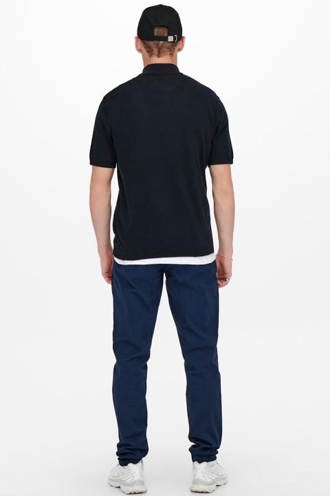 ONLY & SONS ONSDON 12 SS HALF ZIP KNIT Dark Navy