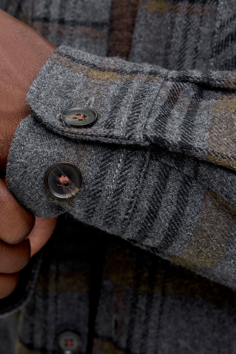 Jack & Jones Rayle Melange Check LS Overshirt Dark Grey