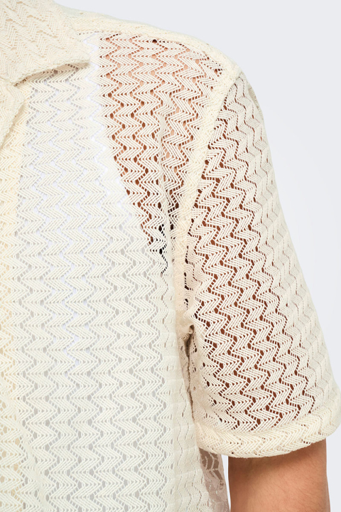 ONLY & SONS Novak Relax Resort SS Zigzag Shirt Egret