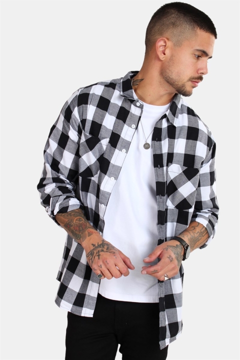 URBAN CLASSICS Checked Flanell Skjorta Black/White