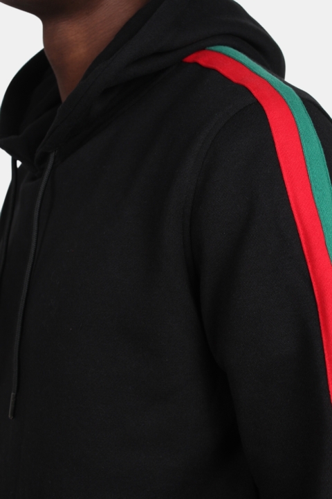 Klockaban Classics Stripe Shoulder Hoodie Black/ Fire Red/ Green