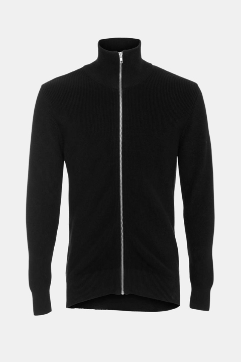 Clean Cut Osin Zip Cardigan Sticka Black