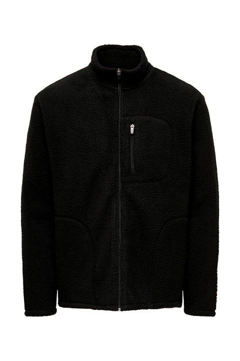 ONLY & SONS Eric Teddy Full Zip High Neck Black