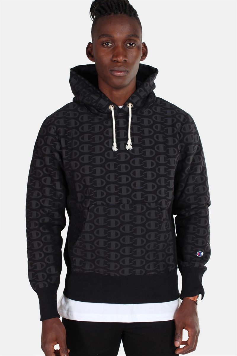 champion hoodie with logo all over
