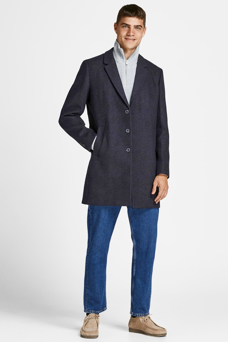 Jack & jones originals check overcoat hotsell