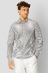 Clean Cut Copenhagen Jamie Cotton Linen Striped Shirt LS Navy / Ecru