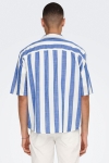 ONLY & SONS Tes Relax Slub Stripe SS Shirt Turkish Sea