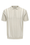 ONLY & SONS Wyler Regular Fit Zip Polo Knit Silver Lining