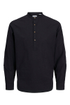 Jack & Jones Summer Half Placket Shirt LS Black
