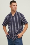 Jack & Jones JORDAVE RESORT LINEN STRIPE SHIRT SS Navy Blazer