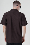 Selected Relax Plisse Resort SS Shirt Chocolate Brown