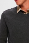 Selected Berg Knit V-Neck LS Antracit