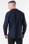 Clean Cut Cotton Linen Mao Skjorta Navy